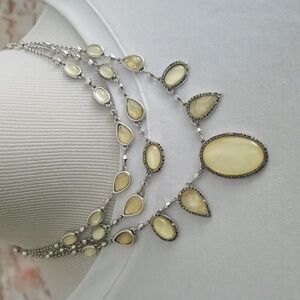 New Lucky Brand Silver Set Stone Collar Necklace